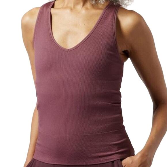 Athleta Aurora Seamless Tank Top Rib Yoga Sweat Wicking Mauve Pink Small - Picture 1 of 5